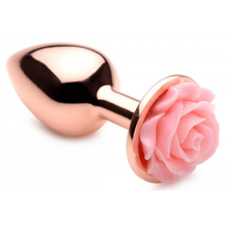XR Brands Rose Gold Aluminium Plug Small Pink Flower Top