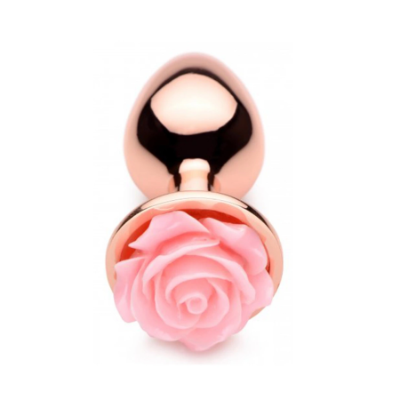 XR Brands Rose Gold Aluminium Plug Small Pink Flower Top