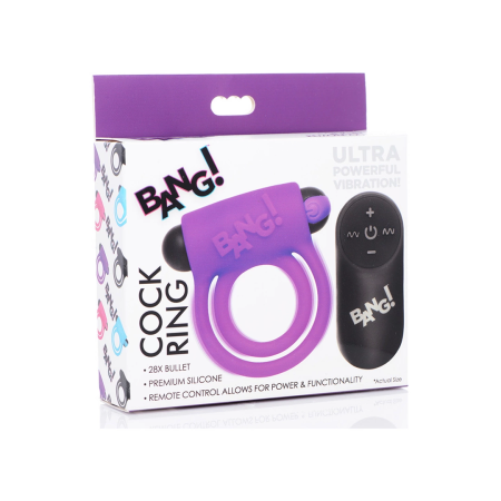 BANG! Silicone Intimate Ring with Remote & 28 Vibration Modes Black
