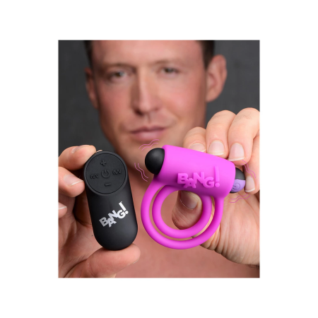 BANG! Silicone Intimate Ring with Remote & 28 Vibration Modes Black