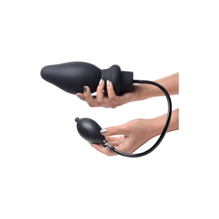 XR Brands Ass-Pand Large Inflatable Silicone Plug Black 15 cm