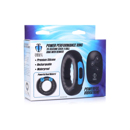 XR Brands Silicone Vibrating Ring Remote Control Black Waterproof USB