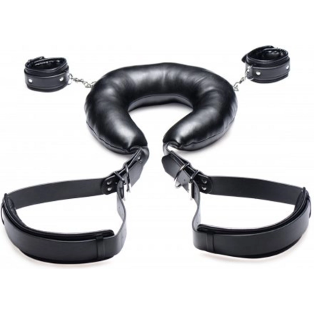 XR Brands Padded Thigh Strap & Adjustable Wrist Cuffs Set, Black