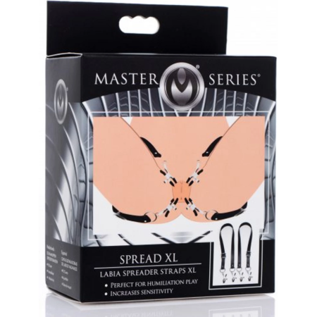 XR Brands Spread XL Adjustable Labia Belt - Black, Large Size