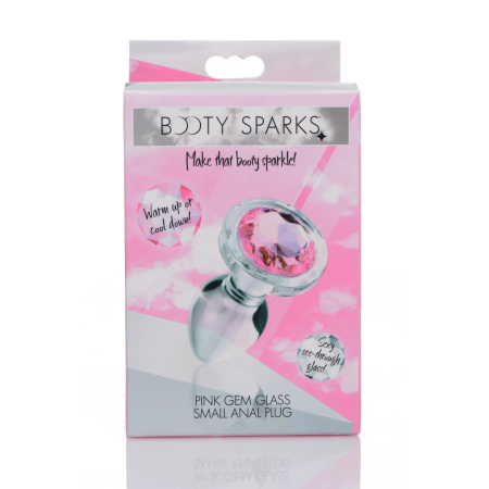 Booty Sparks Pink Gem Glass Plug Small - Smooth Hygienic Design