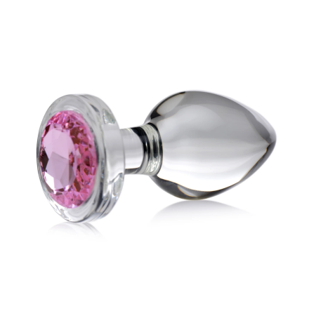 Booty Sparks Glass Plug Large - Pink Gem, Hygienic Glass, 10cm