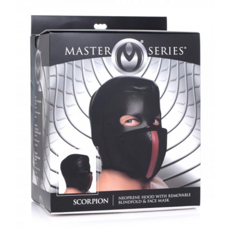 Scorpion Hood Neoprene Face Mask with Detachable Blindfold & Mouth Cover Black