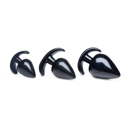 Triple Spades 3-Piece Anal Plug Set Silicone Black Graduated Sizes
