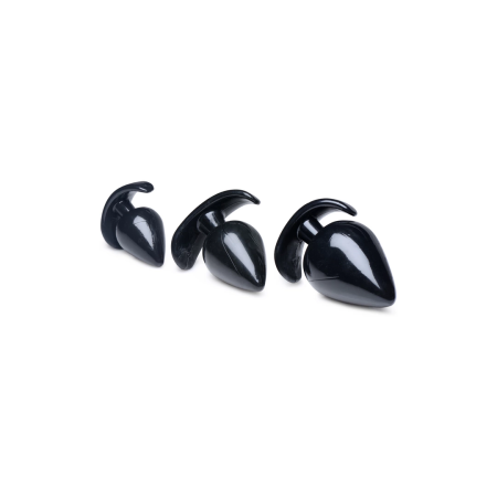 Triple Spades 3-Piece Anal Plug Set Silicone Black Graduated Sizes