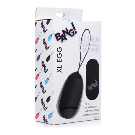 BANG XL Silicone Vibrating Egg - 21 Modes, Wireless Remote, Black