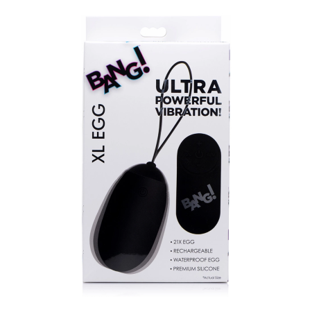 BANG XL Silicone Vibrating Egg - 21 Modes, Wireless Remote, Black