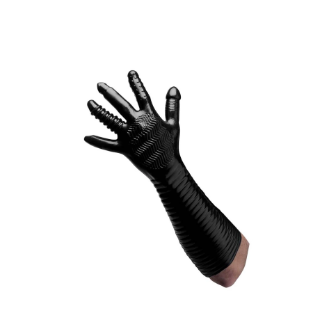XR Brands Pleasure Fister Black Textured Glove 39cm TPR Universal
