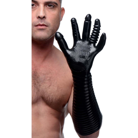 XR Brands Pleasure Fister Black Textured Glove 39cm TPR Universal