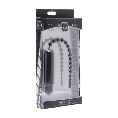 XR Brands Dark Rod Black Vibrating Beaded Silicone Urethral Device 24cm