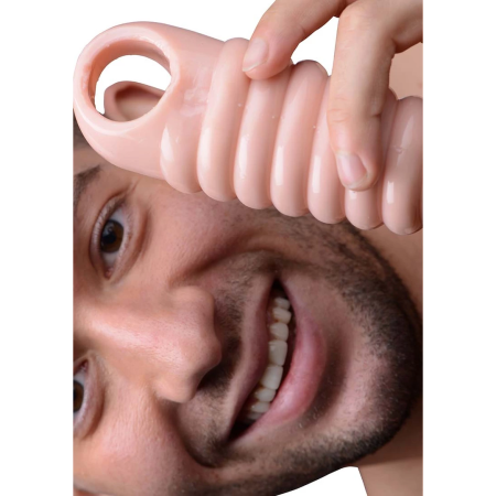 XR Brands Master Series Ribbed Sleeve Light TPR 5.75in with Support Strap