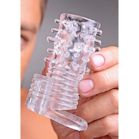 Master Series Vibrating TPR Intimate Sleeve Clear 3.5in