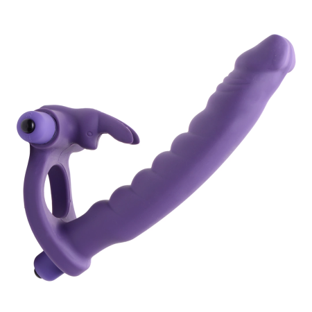 XR Brands Double Delight Rabbit Ring Vibrating System Purple Silicone