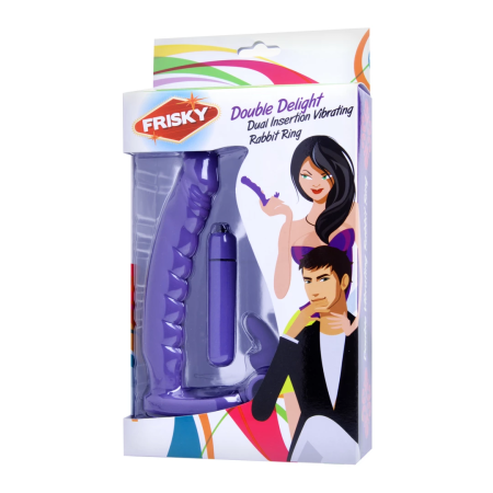 XR Brands Double Delight Rabbit Ring Vibrating System Purple Silicone