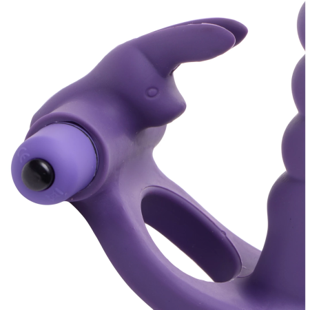 XR Brands Double Delight Rabbit Ring Vibrating System Purple Silicone