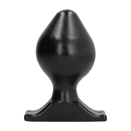 All Black Model 16 cm - Black Silicone Anal Plug with Grooved Surface