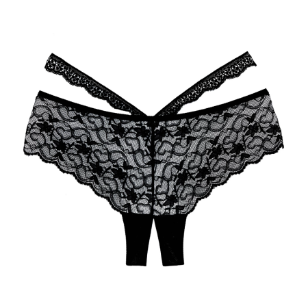 Heartbreaker Lace Boyshort Panties Open Gusset One Size Black