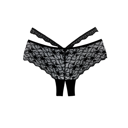 Heartbreaker Lace Boyshort Panties Open Gusset One Size Black