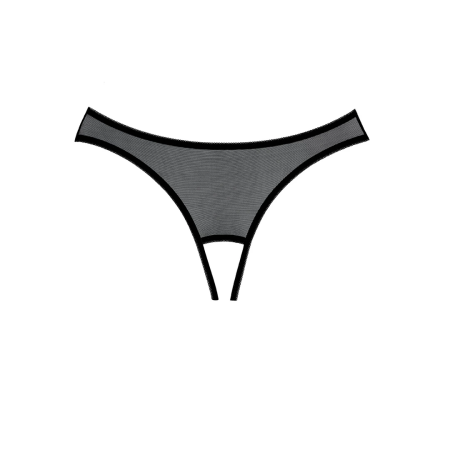 Expose Sheer Mesh Panty with Eyelash Lace and Bow Detail Black One Size