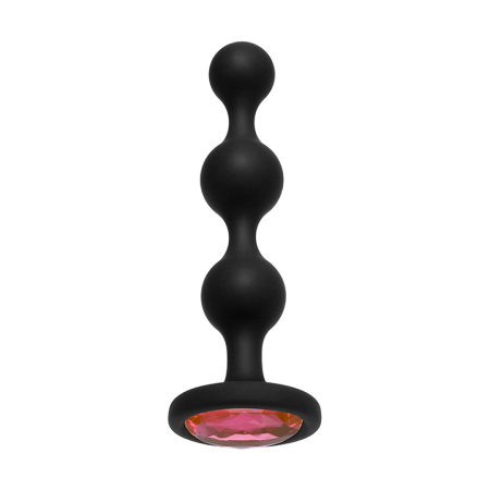 Booty Bling Silicone Beaded Plug with Jewel Medium Black