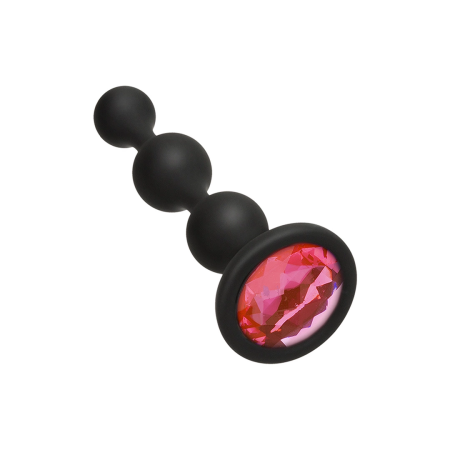 Booty Bling Silicone Beaded Plug with Jewel Medium Black