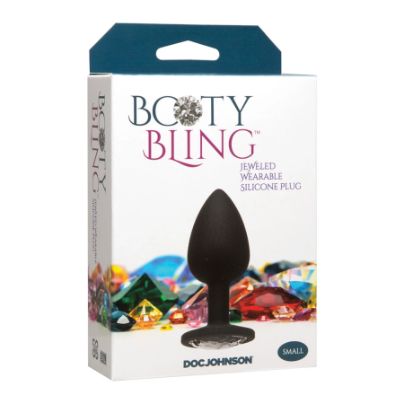 Booty Bling Spade Intimate Plug Small Black with Gem Accent