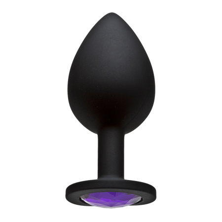 Booty Bling Large Spade Plug Black Silicone with Pastel Gem