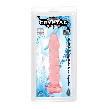 Doc Johnson Crystal Jellies Ribbed Plug 5" Clear - Flexible Design