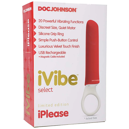 Doc Johnson iPlease Mini Vibrator Red - Compact USB Rechargeable Model