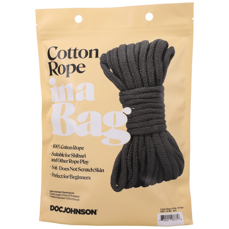 Doc Johnson Cotton Rope 32ft Black - Soft Flexible Bondage Cord