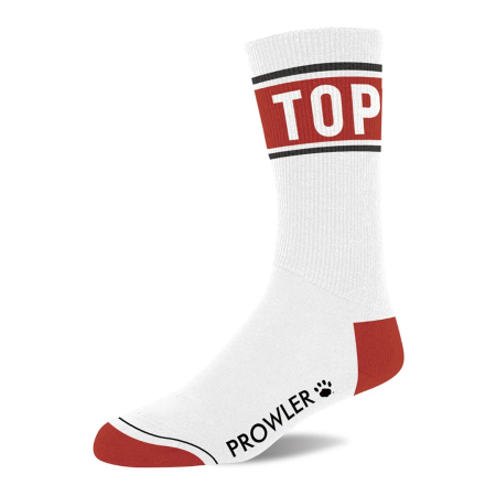 Prowler Top Socks White/Red - Classic Athletic Cotton Crew Socks