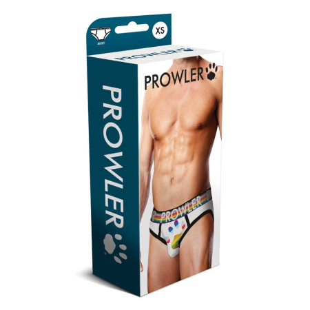 Prowler Oversized Paw Brief XS White - Signature Waistband, Pride Accents