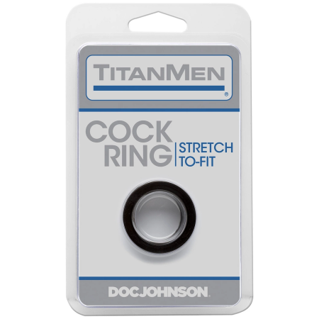 Doc Johnson TitanMen Stretch-To-Fit Flexible Ring Black TPR