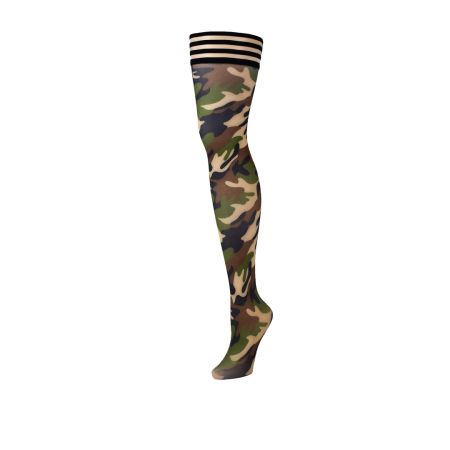 Kix'ies Alex Thigh-High Stockings B Size Camouflage Pattern