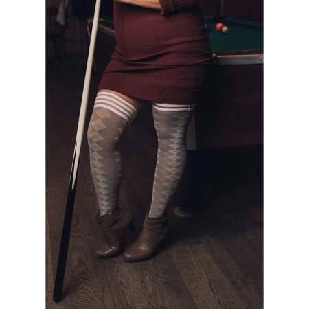 Kix'ies Par 4 Thigh-High Stockings Grey Argyle Size B