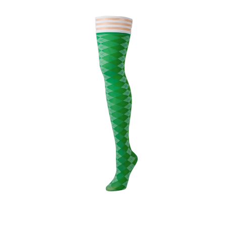 Kix'ies Par 4 Thigh-High Stockings D Green - Argyle No-Slip Design