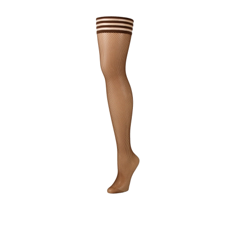Kix'ies Andie Thigh Highs B Brown - Chocolate Nude Fishnet Hold-Ups