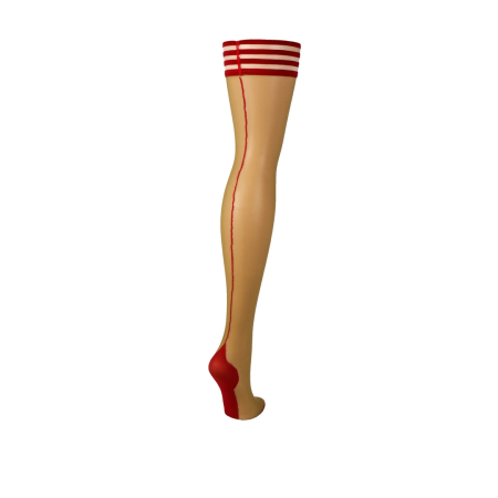 Kix'ies Whitney Thigh-Highs A Nude - Sheer Hold-Ups with Red Band