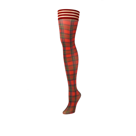 Kix'ies Grace Thigh High Stockings Red Plaid C Size No-Slip Grip