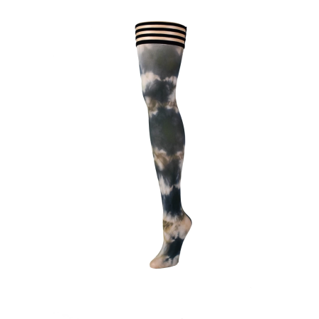 Kix'ies MacKenzie Thigh-High Stockings B Black Tie-Dye No-Slip Grip