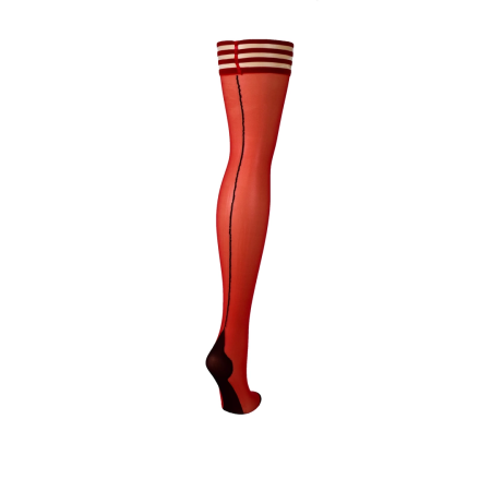 Kix'ies Monica Thigh-Highs Red D - Sheer Stockings with Black Seam