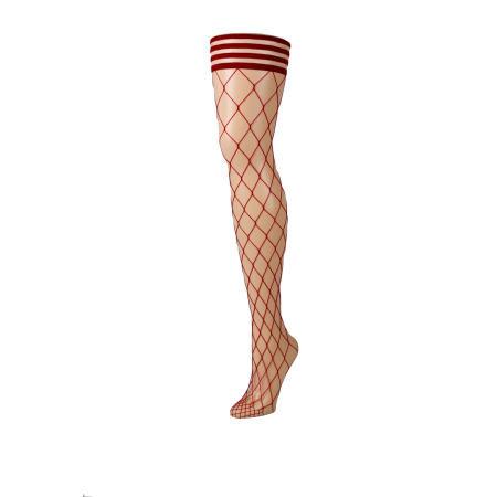 Kix'ies Claudia Thigh-High Stockings Large Net Red Size C