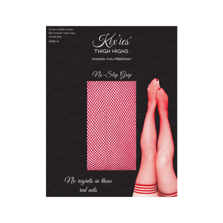 Kix'ies Sandra Thigh-High Stockings Red Mesh Size A Comfort Fit