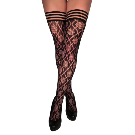 Kix'ies Elle Thigh-High Diamond Fishnet Tights Black Size B