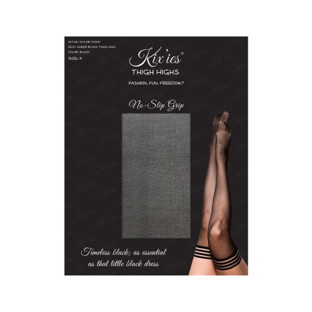 Kix'ies Taylor Thigh Highs D Black - No-Slip, Elegant Stockings