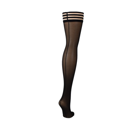 Kix'ies Lois Thigh High Stockings Black D - Stay-Up Silicone Band
